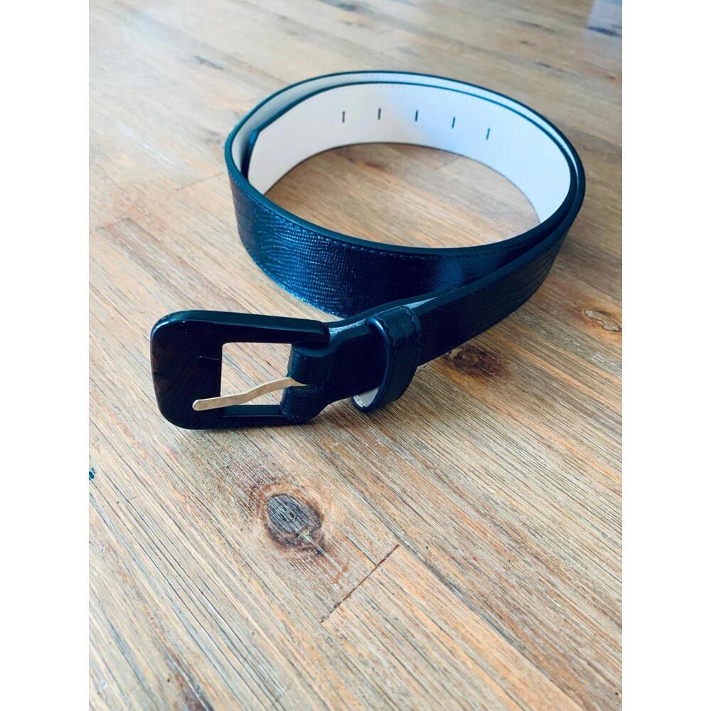 J McLaughlin Black Leather pattern Belt large